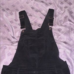 Black corduroy overalls
